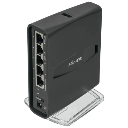 Wi-Fi роутер MIKROTIK hAP ac lite TC,  Wi-Fi 5,  AC750,  2.4/5ГГц, 4 LAN,  1xUSB, черный [rb952ui-5ac2nd-tc]