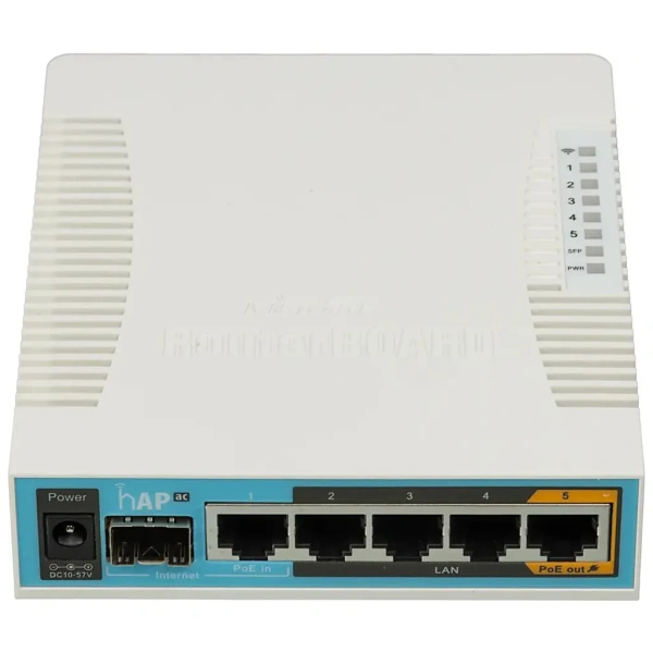 Wi-Fi роутер MIKROTIK hAP ac,  Wi-Fi 5,  AC1750,  2.4/5ГГц, 4 LAN,  1xUSB, 1xSFP, белый [rb962uigs-5hact2hnt]