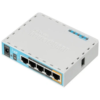 Wi-Fi роутер MIKROTIK hAP,  Wi-Fi 4,  N300,  2.4ГГц, 4 LAN,  1xUSB, белый [rb951ui-2nd]