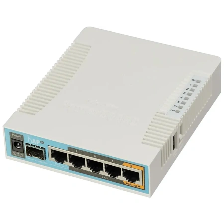 Wi-Fi роутер MIKROTIK hAP ac,  Wi-Fi 5,  AC1750,  2.4/5ГГц, 4 LAN,  1xUSB, 1xSFP, белый [rb962uigs-5hact2hnt]